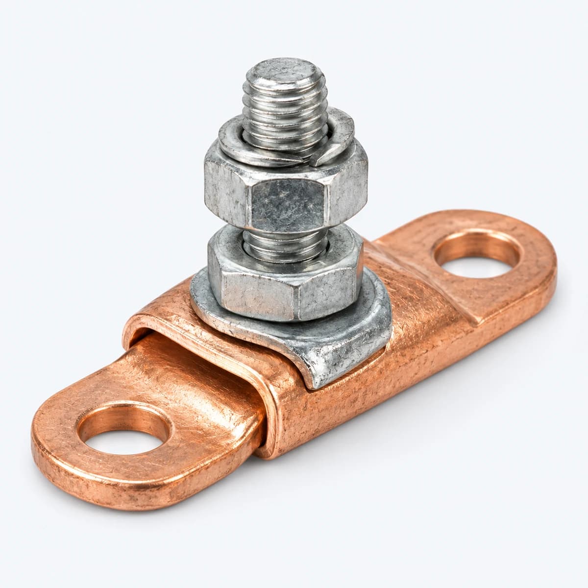 Metal mechanical terminal connector tightened by a bolt