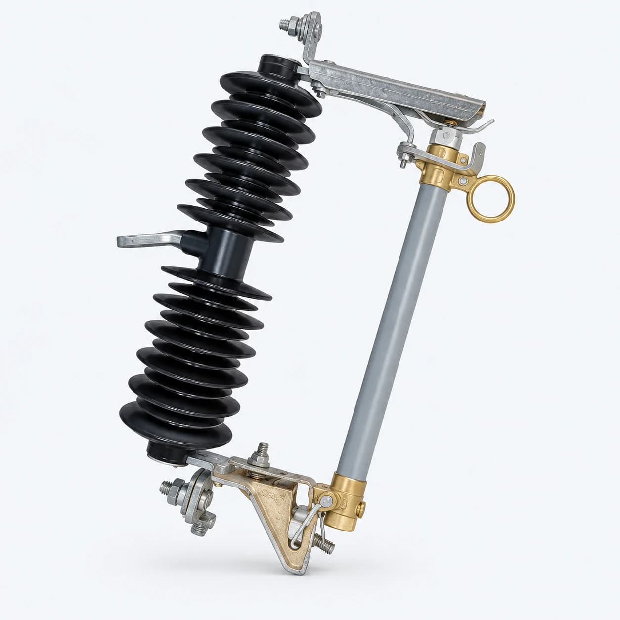 MV drop-out fuse cutout with ribbed composite insulator