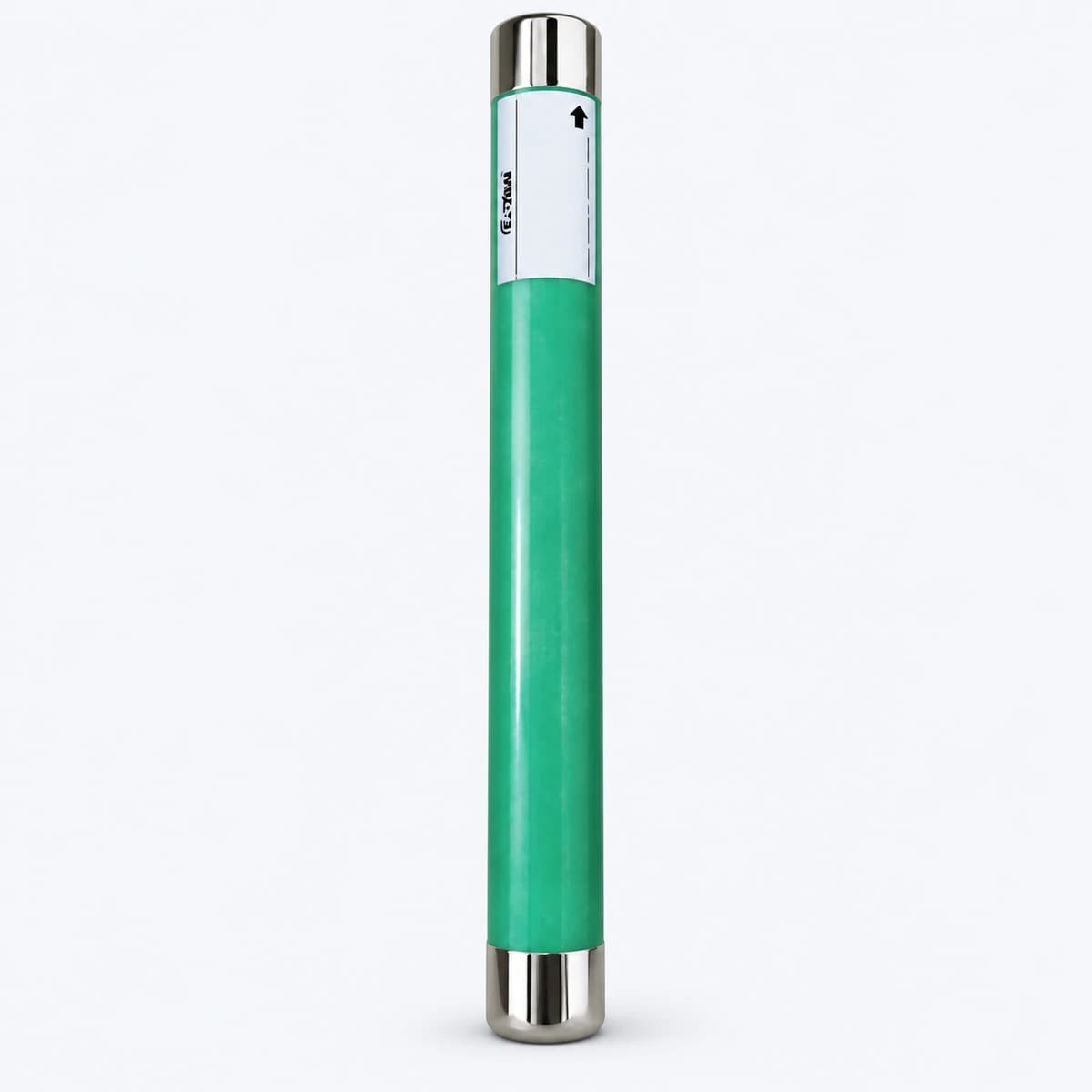 MV fuse cartridge with green cylindrical body and metal end contacts