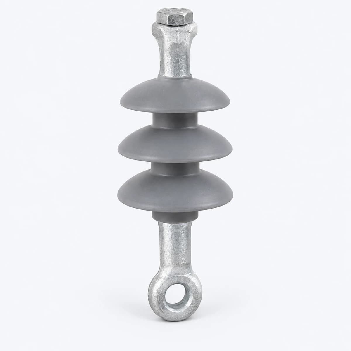 Isolateur composite compact à trois ailettes et ferrure à œil
