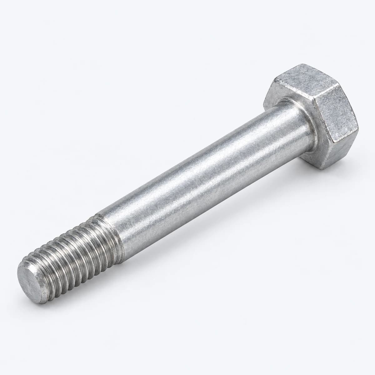 Through bolt with hexagonal head and threaded end