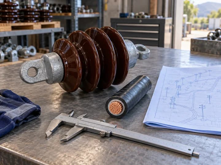 AI-generated illustration of electrical components and inspection tools on a technical drawing