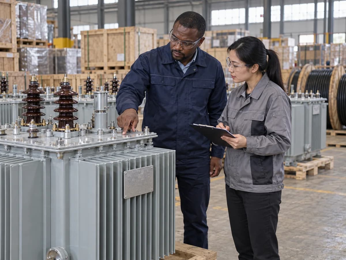 AI-generated illustration of electrical equipment being inspected before dispatch